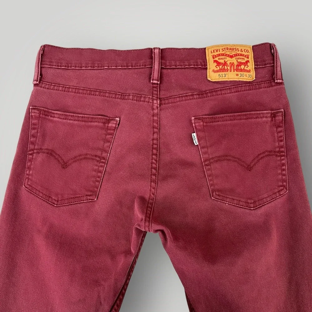Levi's 513 Jeans Men's 30x30‎ Straight Leg Red Pants White Tab